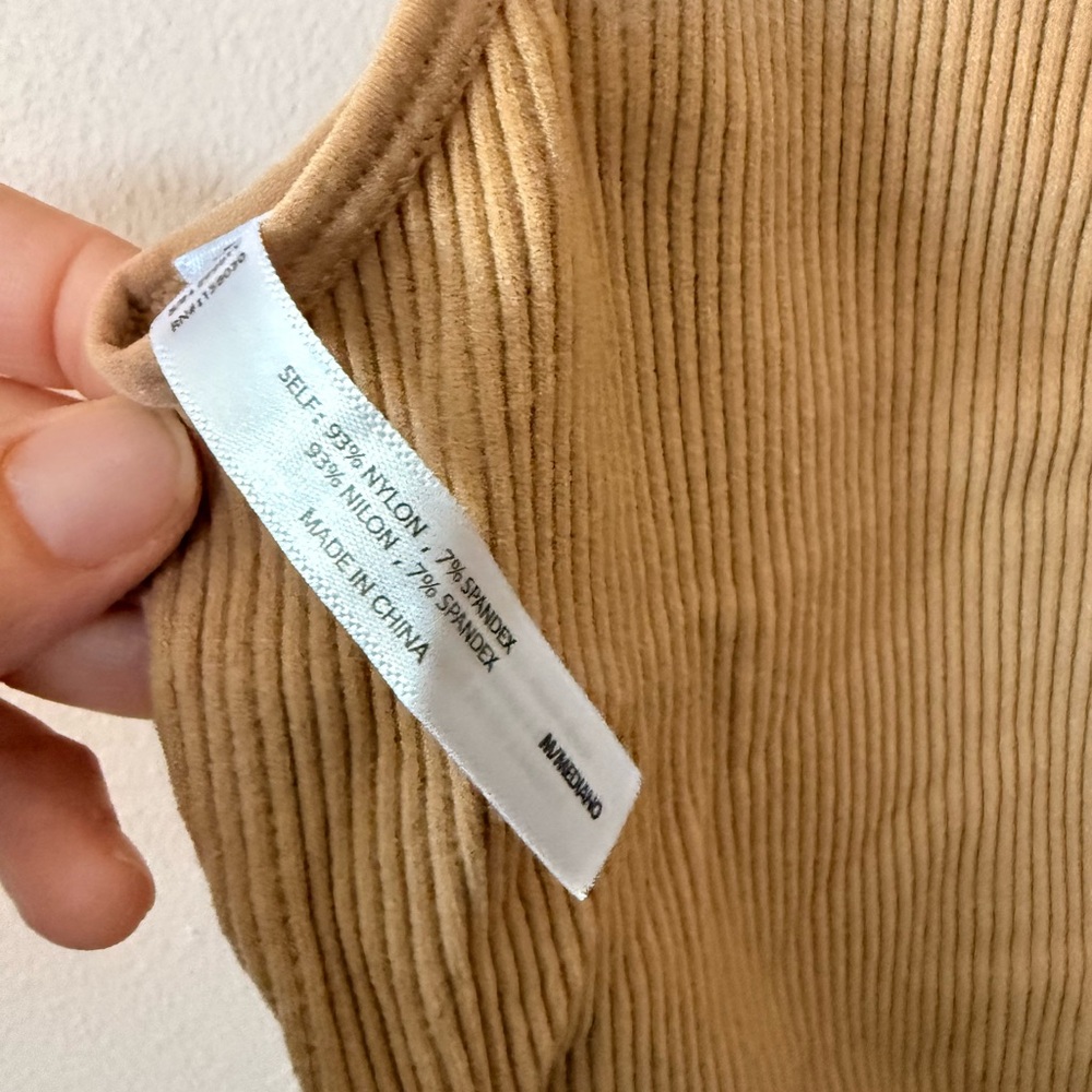 Love Tree Stretch Ribbed Crop Top - Tan - Picture 3 of 4
